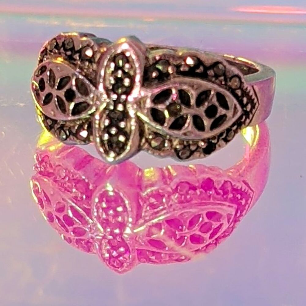925 Sterling Silver Butterfly Ring Size 6 Filigree Silver Tone No Stone